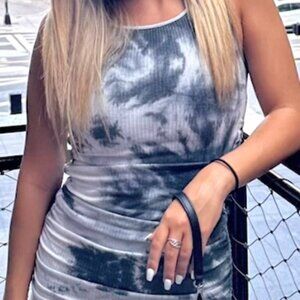 Black and White Tie die Mini Dress